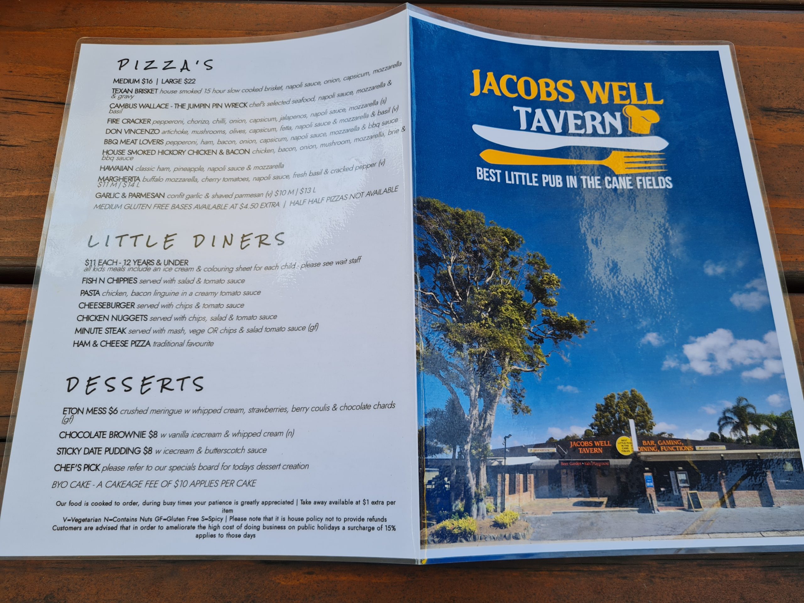 Jacobs Well Bayside Tavern Menu